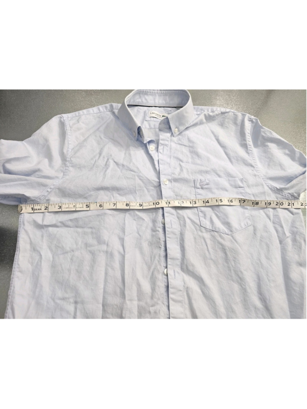 Lacoste Shirt Mens Collar Size 16 Blue, M-L Button Down Long Sleve Oxford Pocket - Picture 10 of 16